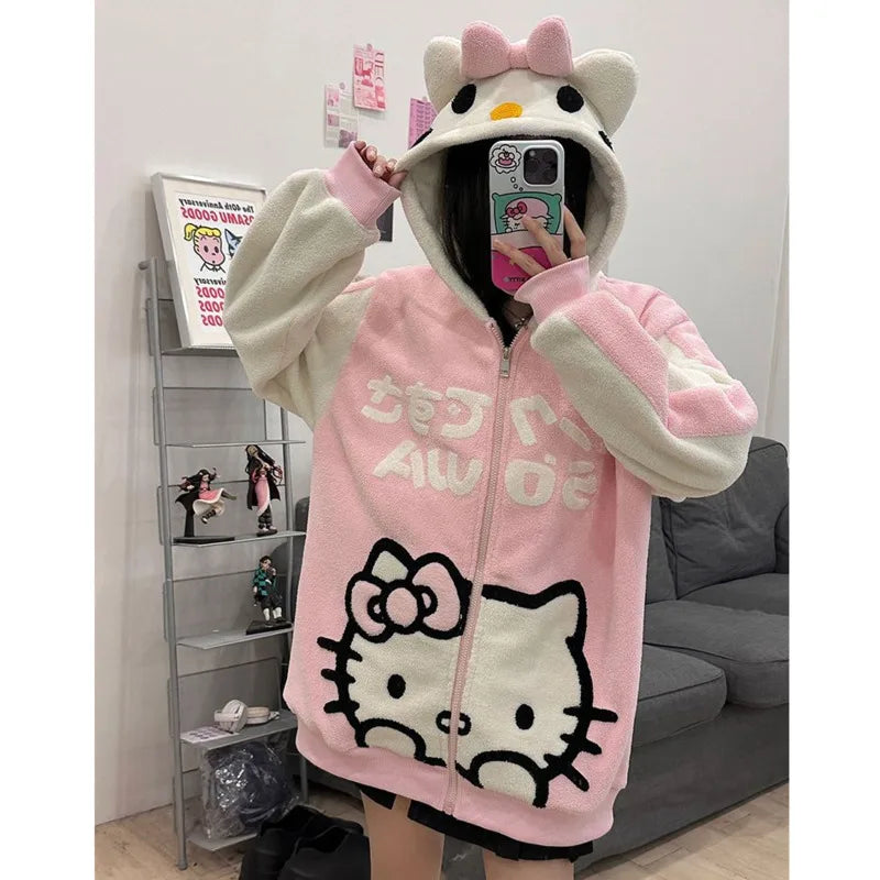 Korean Hello Kitty Fleece Hoodie